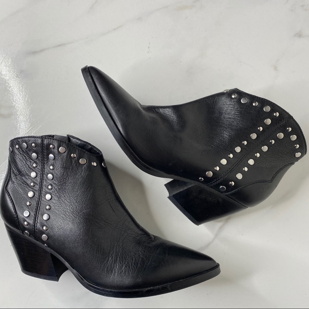 Marc Fisher Black Stud Pointed Toe Booties 7.5 - image 6